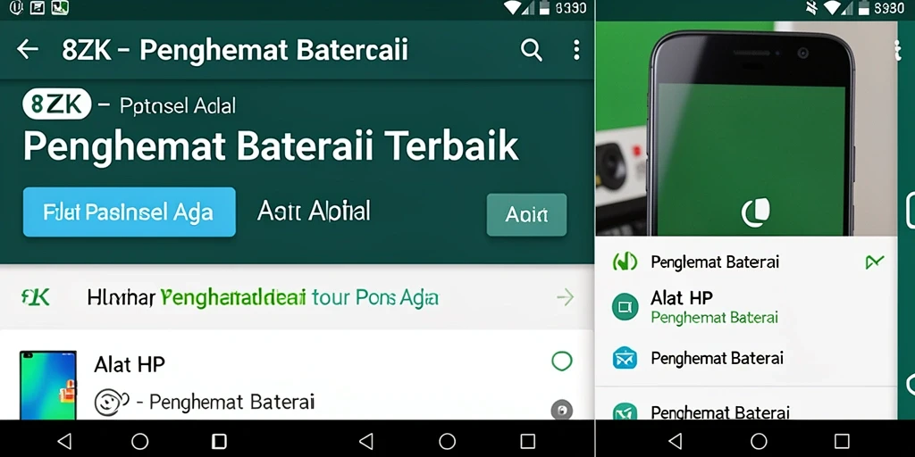 Antarmuka aplikasi 8ZK yang memudahkan penghematan baterai.
