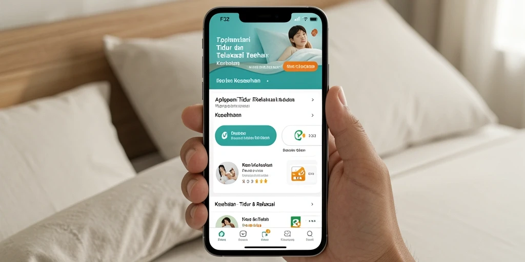 Tampilan antarmuka aplikasi F32 yang elegan untuk tidur dan relaksasi.