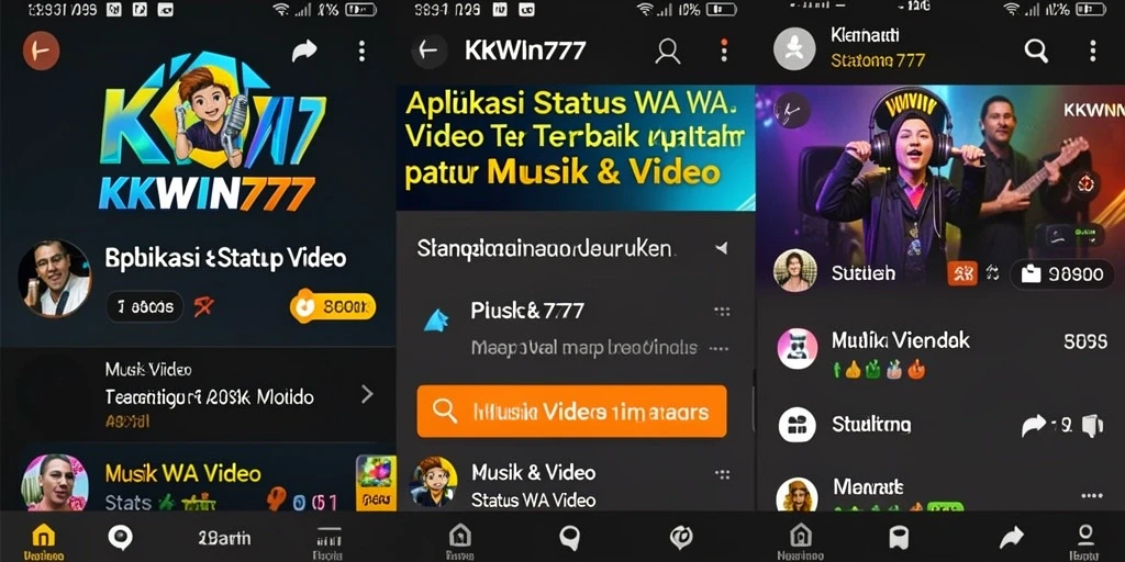 Tampilan antarmuka KKWIN777 yang intuitif dan menarik untuk Status WA Video.