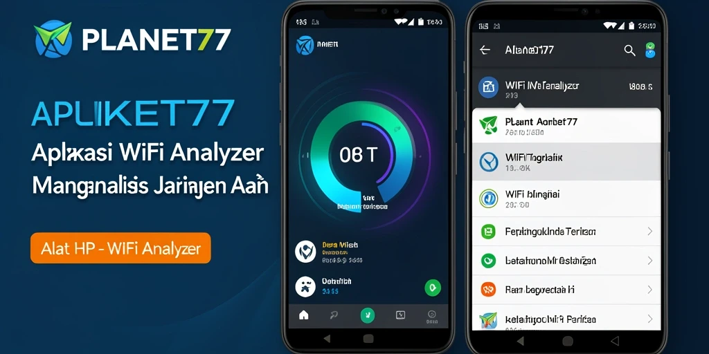 Tampilan antarmuka aplikasi PLANET77 sebagai WiFi Analyzer yang informatif.