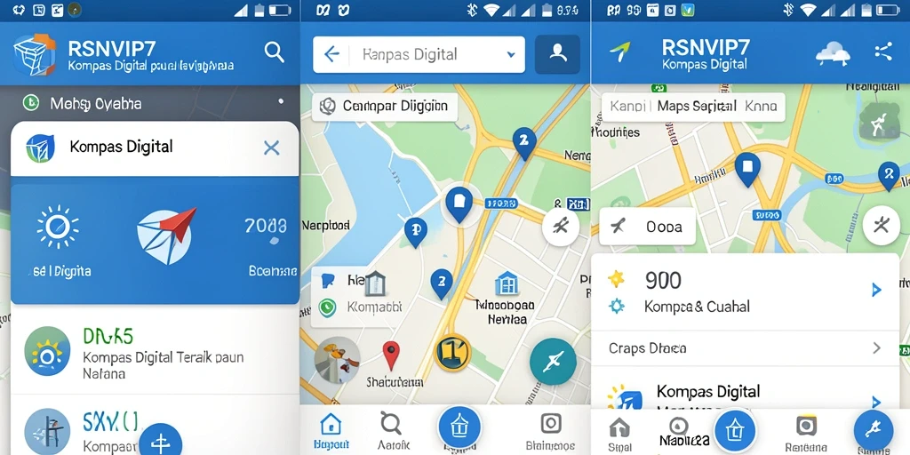 Antarmuka RSNVIP7 menampilkan kompas digital yang jelas dan informatif.