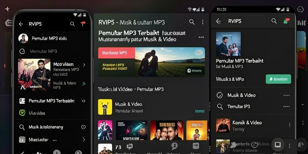 Tampilan antarmuka intuitif RVIP5 untuk pemutaran MP3.